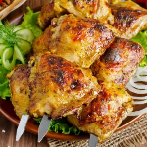 Шашлык из куриных бедер в Сходне